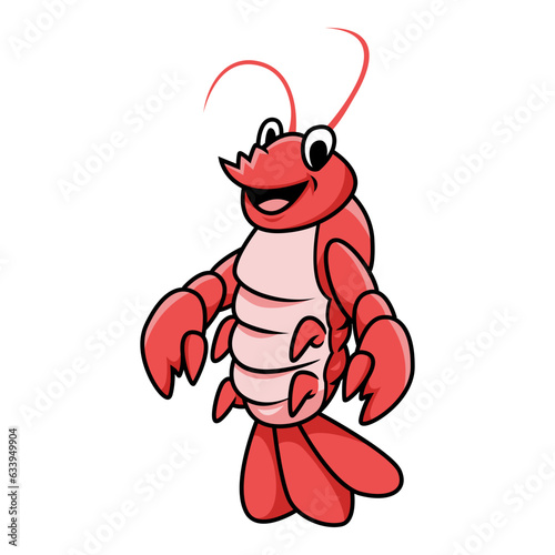 cheerful lobster cartoon illustration. vector graphic.