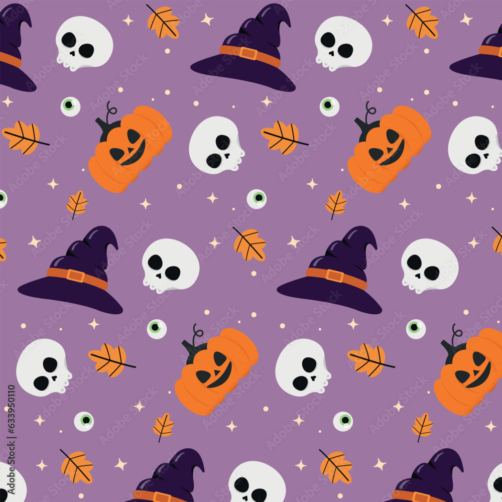 halloween pattern with pumpkins, Purple halloween background, Happy halloween background.