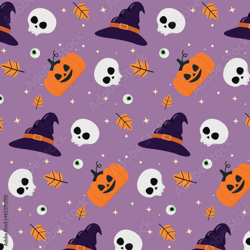 halloween pattern with pumpkins  Purple halloween background  Happy halloween background.