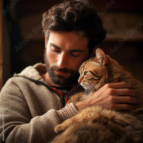 man with a cat