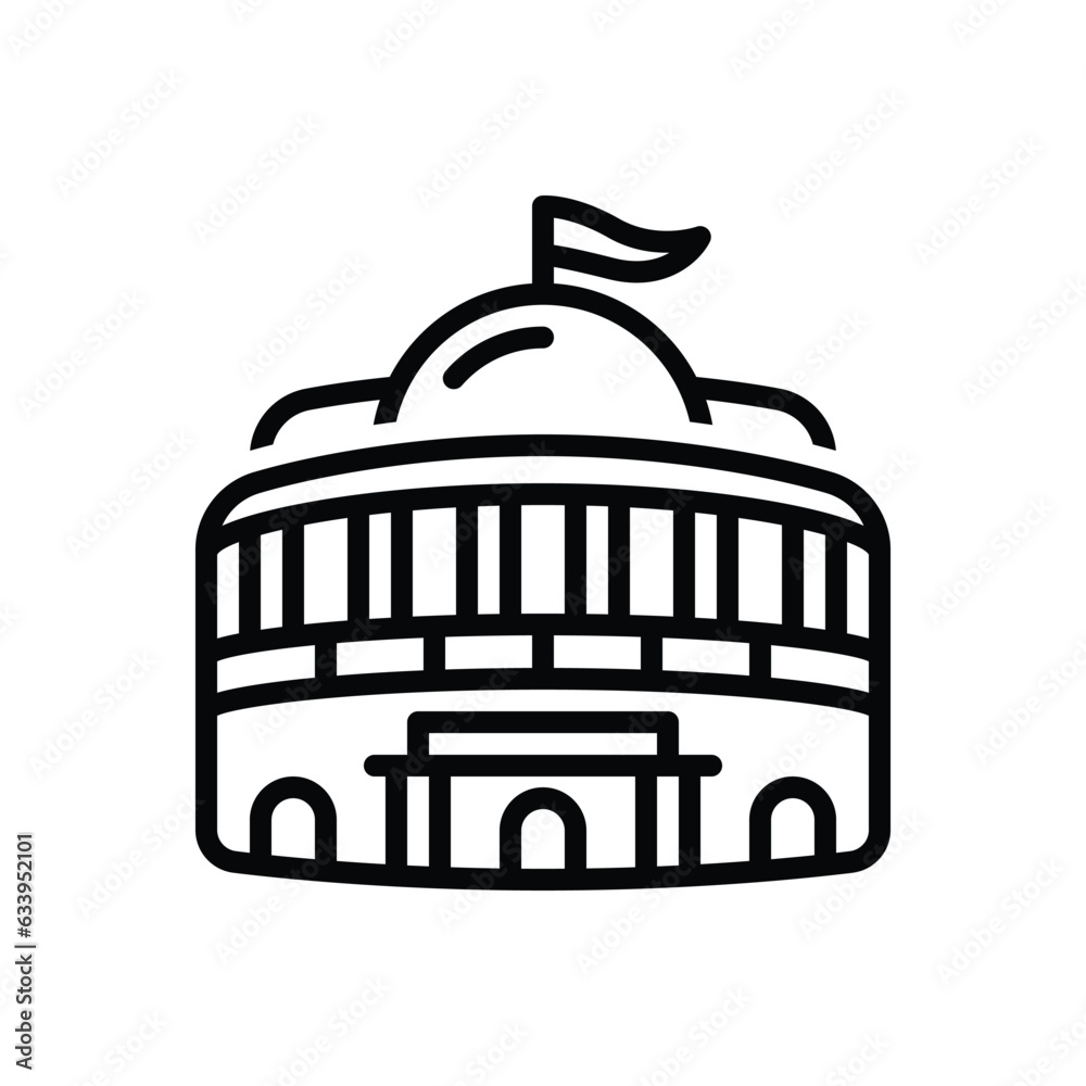 Black line icon for government