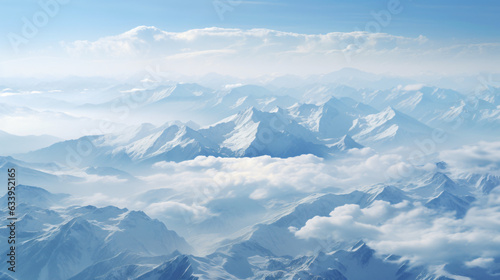 Aerial view from the aircraft to Caucasus Mountains