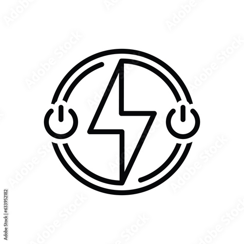 Black line icon for powered