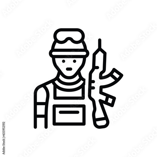 Black line icon for soldier 
