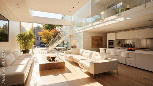 Amazing open living design of luxury white Brooklyn 