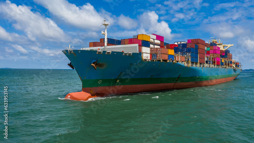 Container ship cargo freight shipping maritime, Global business nautical logistic import export commercial logistic and transportation worldwide international by container ship, Cargo freight ship.