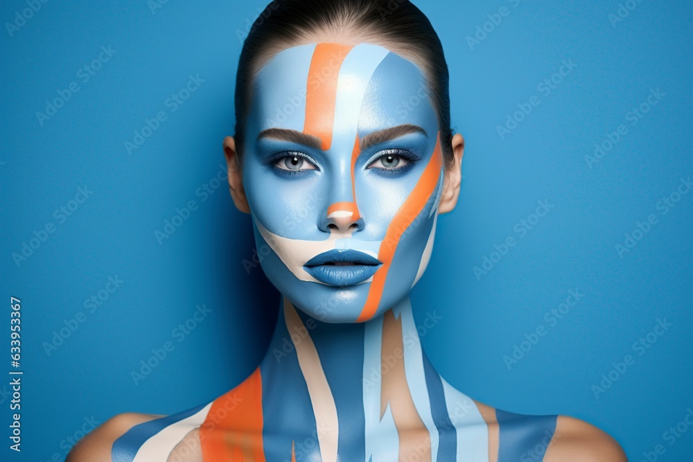 beautiful young model with creative makeup posing for the camera beautiful young model with creative makeup posing for the camera