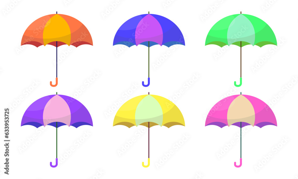 Vector coloured umbrellas collection. Vector illustration