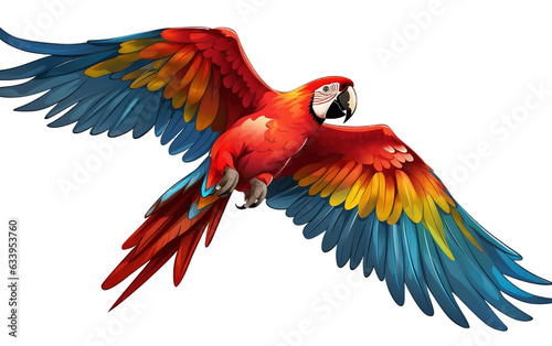 Flying Scarlet Macaw Parrot on Transparent Background. Generative AI ©  Creative_studio