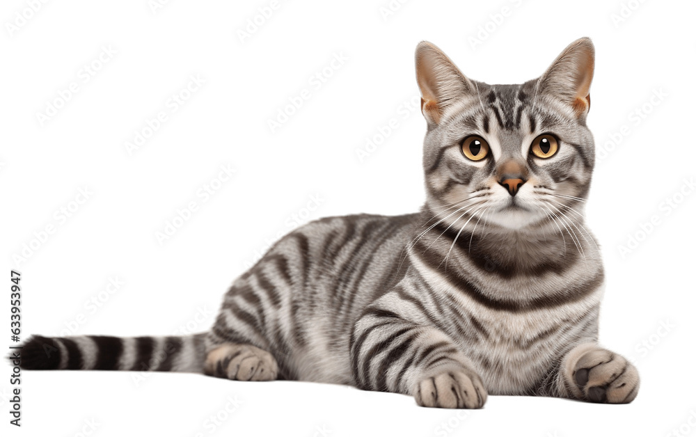 American Shorthair Cat on Isolated Background. Generative AI