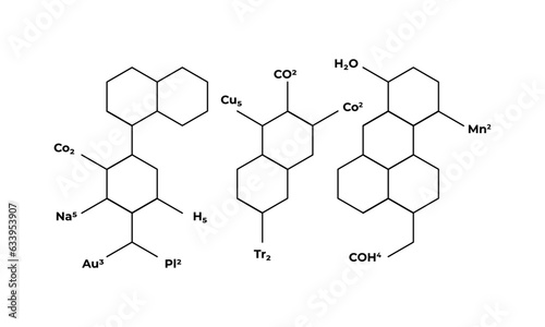 Vector hormones molecular formula structure line symbols