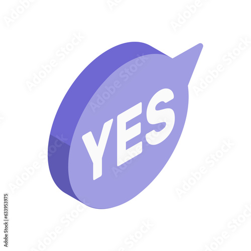 Vector isometric yes button on white background