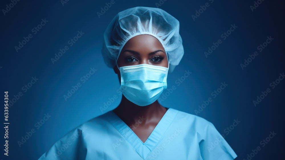 African american woman nurse with mask African american woman nurse with mask