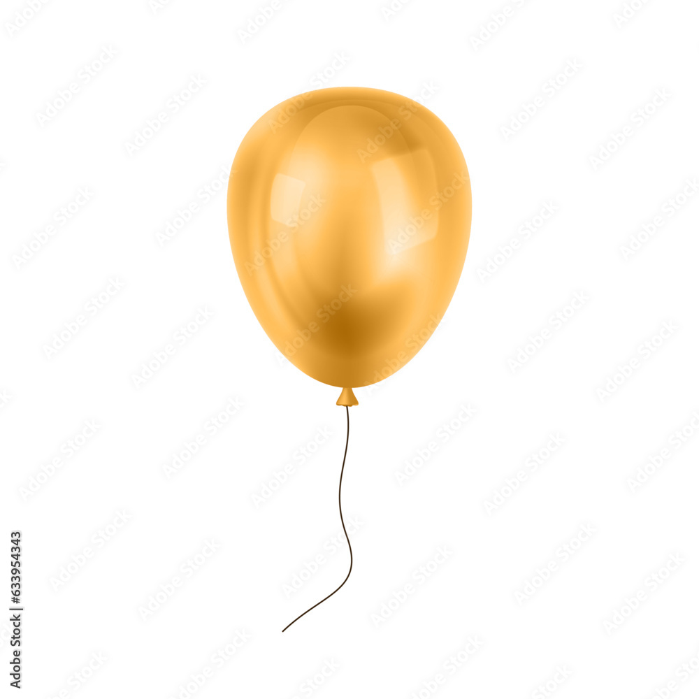 Vector vector glossy realistic gold balloon on transparent background ...