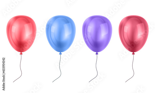 Vector vector glossy realistic colorful balloon on transparent background for holiday card