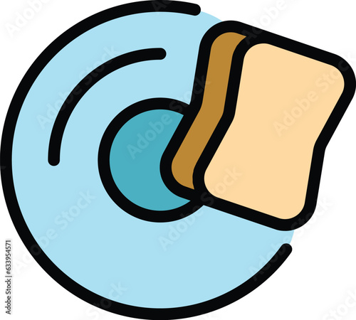 Sponge wash dish icon outline vector. Liquid bottle. Product water color flat