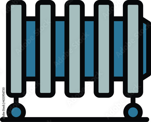 Wheel radiator icon outline vector. Electric heater. Home heat color flat