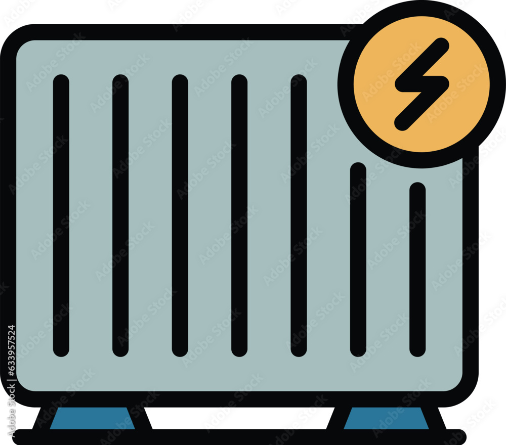 Heat radiator icon outline vector. Electric heater. Valve convector color flat Heat radiator icon outline vector. Electric heater. Valve convector color flat