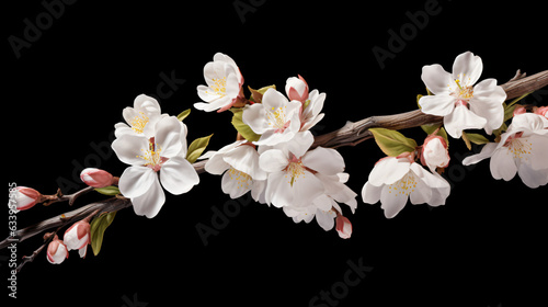 Branch of the blossoming sakura with white flowers