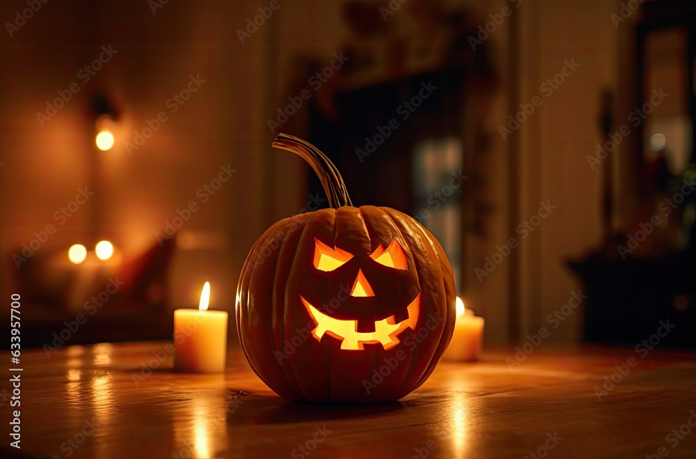 halloween pumpkin with candles at old house halloween pumpkin with candles at old house