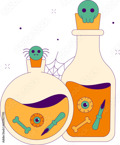 Lined Halloween Poison Bottles, Cartoon Vector