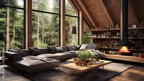 Chalet interior design of modern living room © Jafger