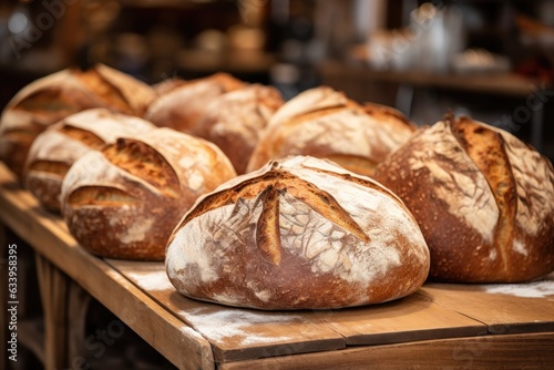 Close up shot of artisan bread at store