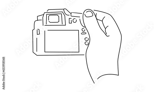 line art of hand holding camera
