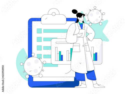 Doctor doing medical examination for patient flat vector concept operation hand drawn illustration
