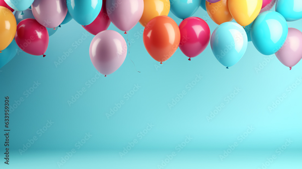 Colorful balloons with happy celebration party background