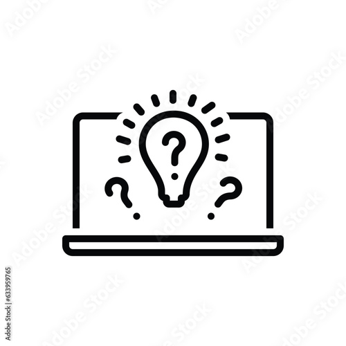 Black line icon for quiz  