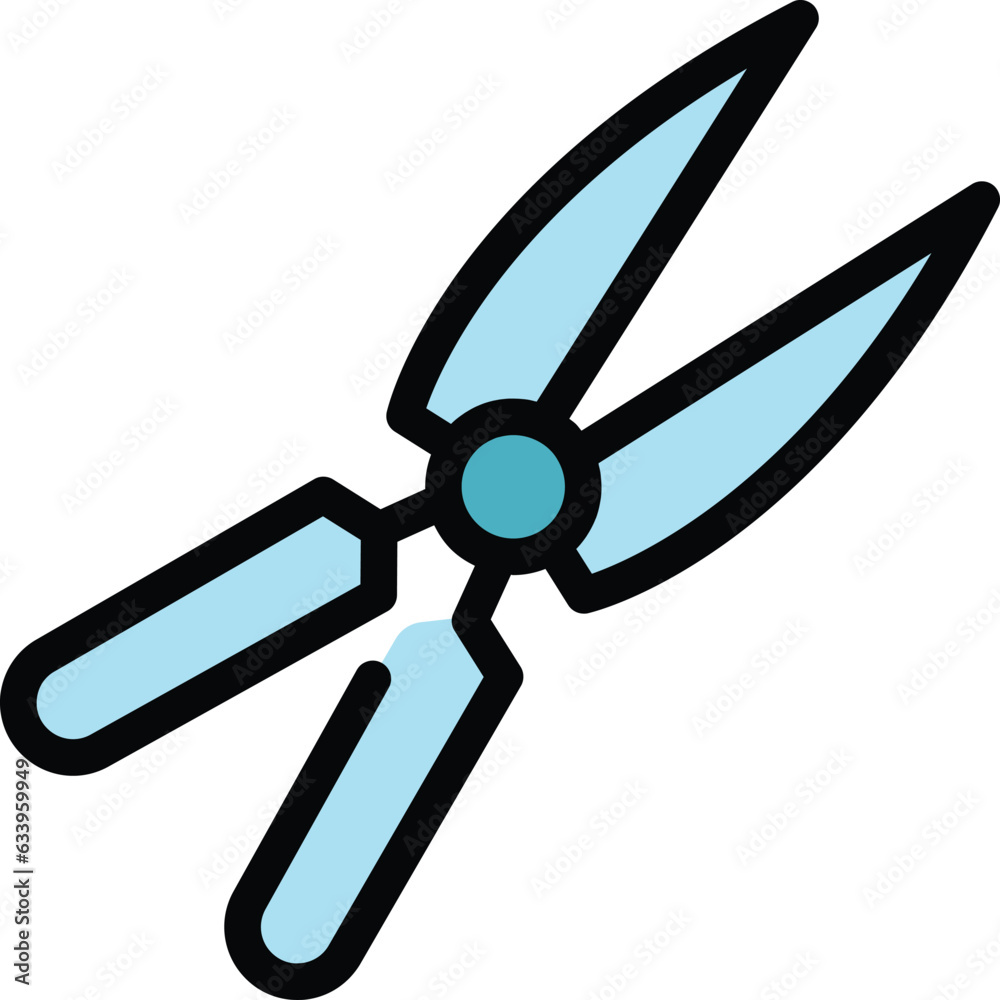 Scissors tool icon outline vector. Trimmer grass. Plant cutter color flat