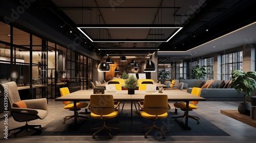 modern interior working office space corporate comercial space design office daylight modern office furniture office design background,ai generate
