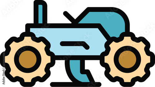 Cultivator machine icon outline vector. Farm tractor. Mower grass color flat