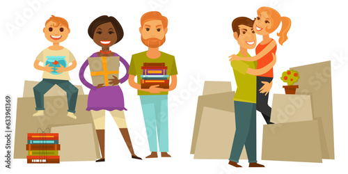 People moving in or out with personal belongings