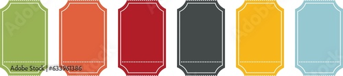Empty but coloured ticket set on a transparent background in PNG format