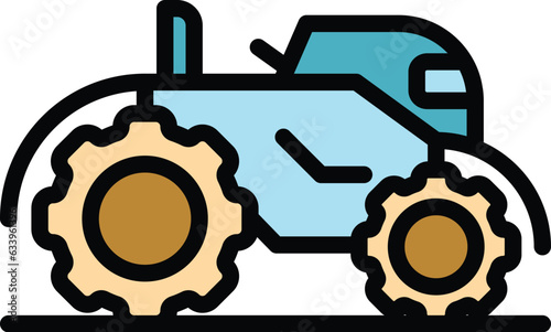 Farm steel tractor icon outline vector. Agriculture equipment. Farmer combine color flat