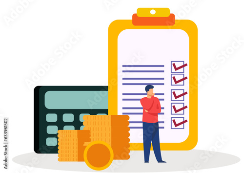 Flat illustration of Businessman planning her goals with help of rules to achieve business financial target.
