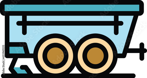 Farm trailer icon outline vector. Agriculture equipment. Machinery harvest color flat