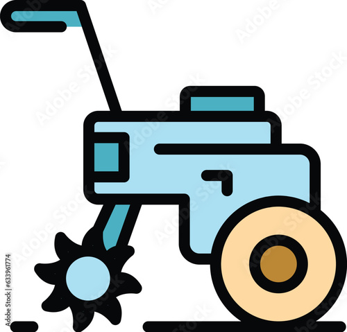 Garden cultivator icon outline vector. Combine equipment. Garden farmer color flat