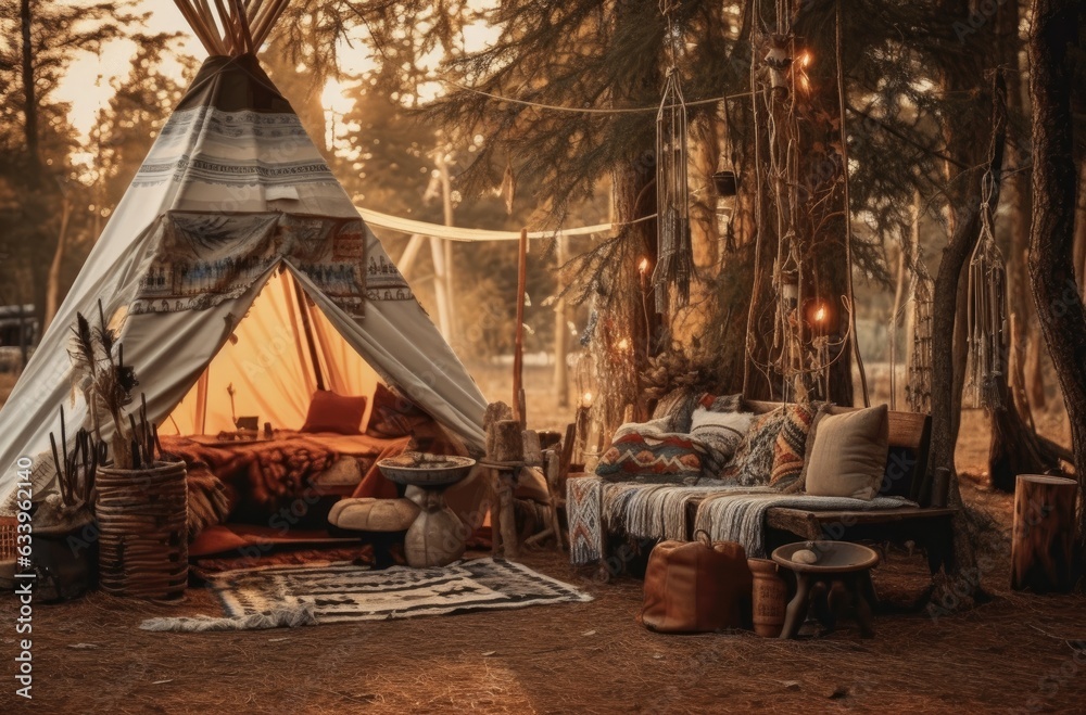 Fototapeta premium Camping tent in tropical forest