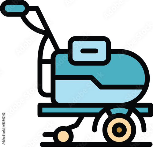 Machinery garden icon outline vector. Cultivator equipment. Farm tractor color flat