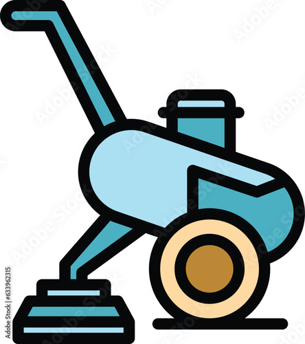 Farmer cultivator icon outline vector. Agriculture equipment. Grass machinery color flat