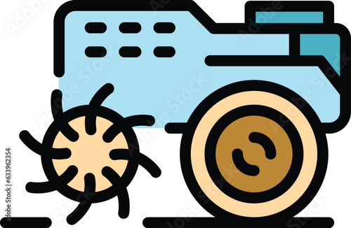 Grass cultivator icon outline vector. Farm machine. Agriculture equipment color flat