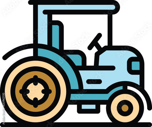 Tractor icon outline vector. Farm machine. Harvest equipment color flat
