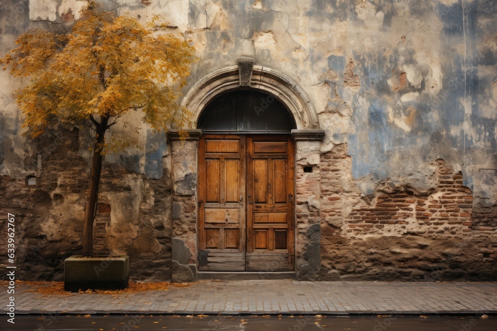 Generative AI - Veiled Nostalgia: Rustic Wooden Door