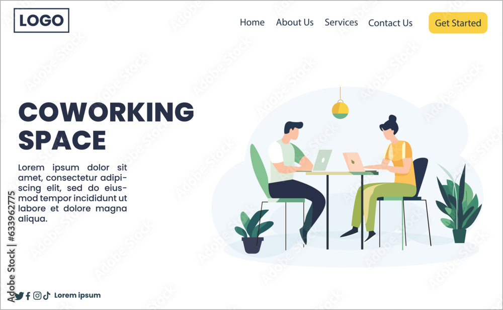 flat vector of man doing work in working space for landing pages