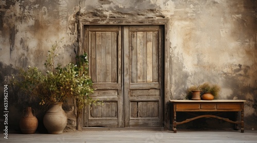 Generative AI - Veiled Nostalgia: Rustic Wooden Door