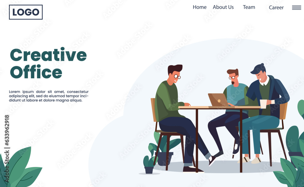 flat vector of man doing work in working space for landing pages