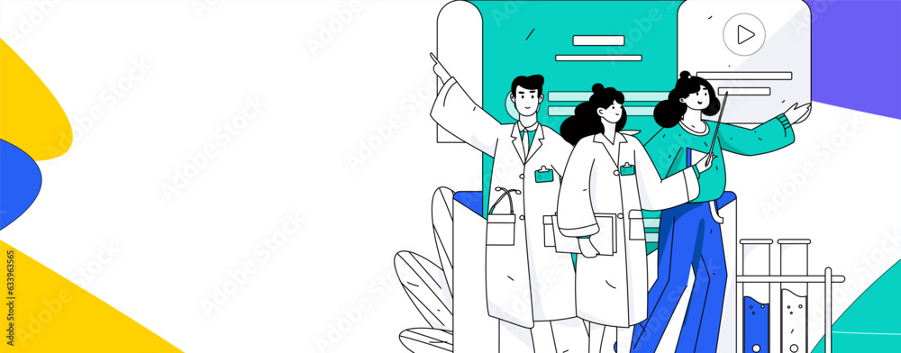 Doctor doing medical examination for patient flat vector concept operation hand drawn illustration
